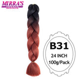 Jumbo Braiding Hair Extensions 24inch Ombre Hair For Braids 5Pcs Box Braid Yaki Texture Synthetic Fiber Fake Hair Mirra’s Mirror