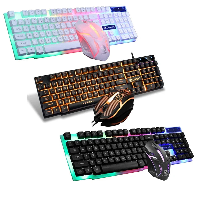 2023 New GTX300 USB Wired 104 Keys RGB Backlight Ergonomic Gaming Mouse Keyboard Set