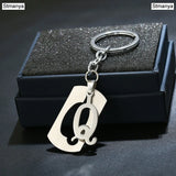 NEW DIY Stainless Steel A-Z Letters key Chain Charm 26 Letters  KeyChain Men Women keychain Couple gift Jewelry Car Key Ring