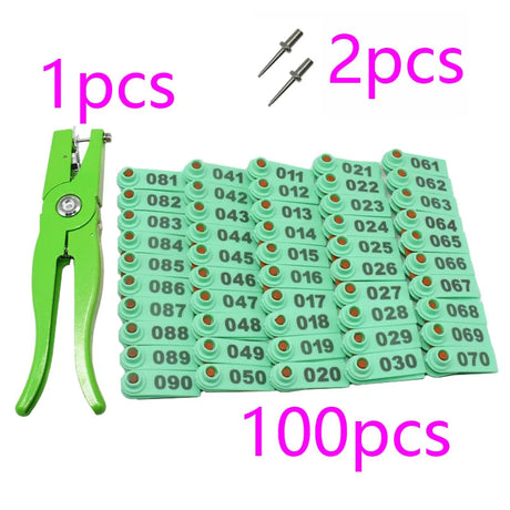 Ear Tag Sheep Marker Applicator 001-100 Ear Tags For Goat Ldentification Kit Ear Tagger With 2 Pcs Pins Ear Tag Pliers