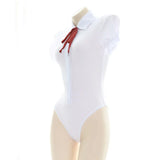 AniLV School Girl White Shirt Bodysuit Swimsuit Costume Studnet Waiter Swimwear Uniform Temptation Lingerie Cosplay