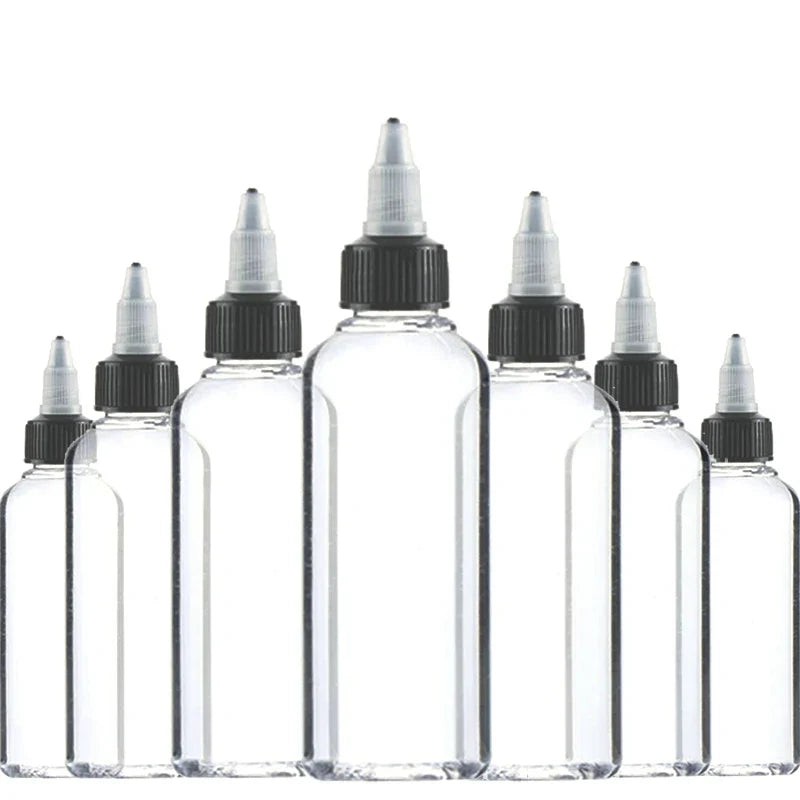 30Pcs 30ml 60ml 100ml 120ml 150ml Plastic Empty Ink Vial Twist Top Black Cap Transparent Clear Bottle Tattooing Accessories