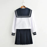 White Schoolgirl Uniform Japanese Class Navy Sailor School Uniforms Students Clothes For Girls Anime COS Sailor JK Navy Suit