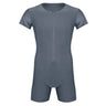 Mens Pajamas Undershirts One-piece Leotard Jumpsuit Male Short Sleeve Front Zipper Elastic Soft Boxer Briefs Bodysuit Swimwear