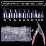 500Pcs/Box False Nails Tips Manicure Kit Nail File Lime 100/180 Buffer Block Cutter Scissors Cleaning Nail Brush Nail Art Tools