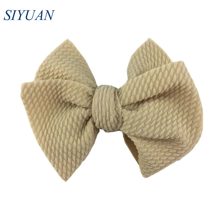 20pcs/lot High Quality 4.5'' Solid Seersucker Waffle Bow Knot with Clip Girl Party Headdress Accessories HDJ157