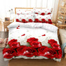 Red Rose Bedding Set Quilt Duvet Cover Comforter Pillow Case 3D HD Double Full King Queen Twin Single 3PCS 2PCS Bedroom Flower