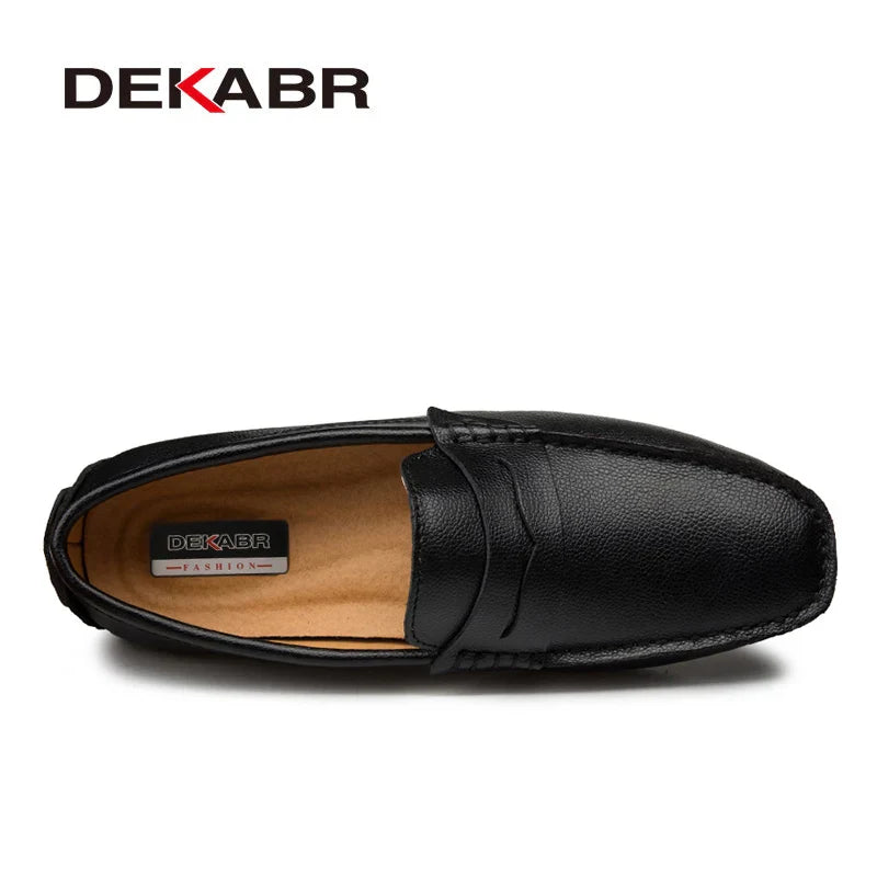 DEKABR Big Size 38~49 Men Loafers Real Leather Shoes Fashion Men Boat Shoes Brand Men Casual Leather Shoes Male Flat Shoes