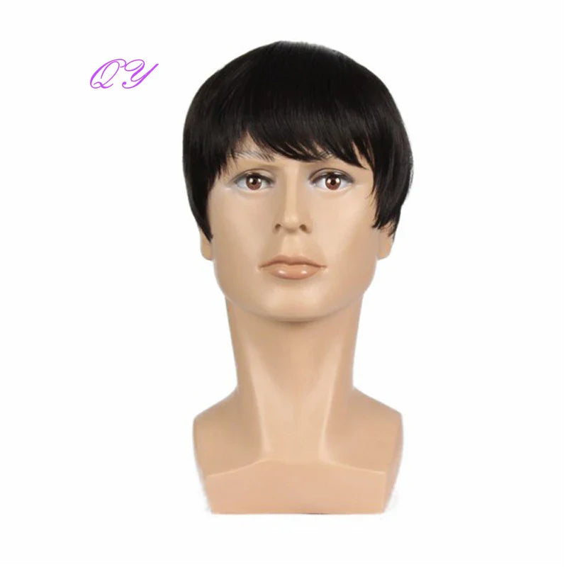 Synthetic Man Wigs  Black Short Curly For Men Wigs With High Temperature Fiber Daily Wear Curl Fashion Hairstyle Male Wig