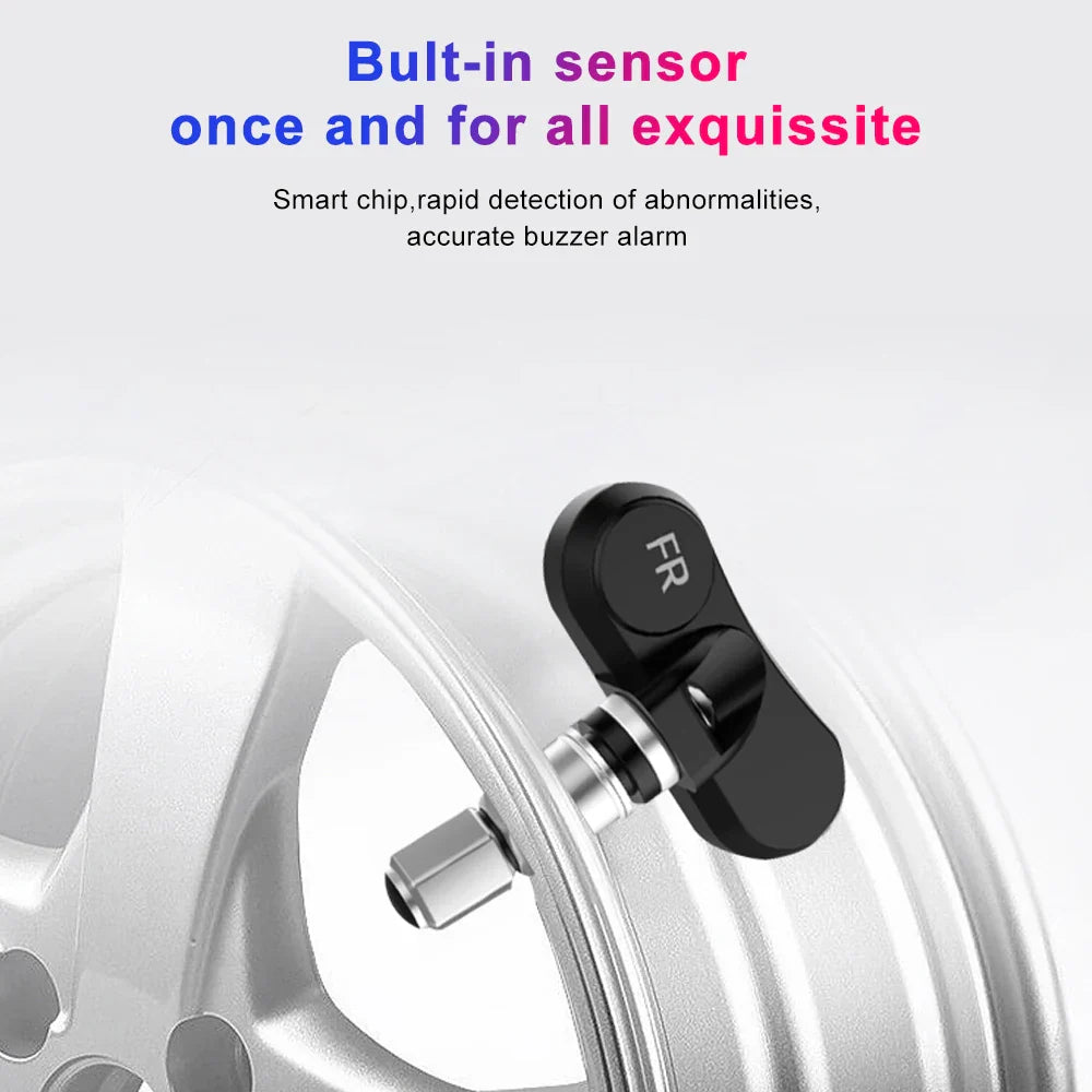 Car TPMS Tire Pressure Alarm Monitor System Temperature Warning 4 Internal Internal Sensors Fuel Display Attached wireless Solar