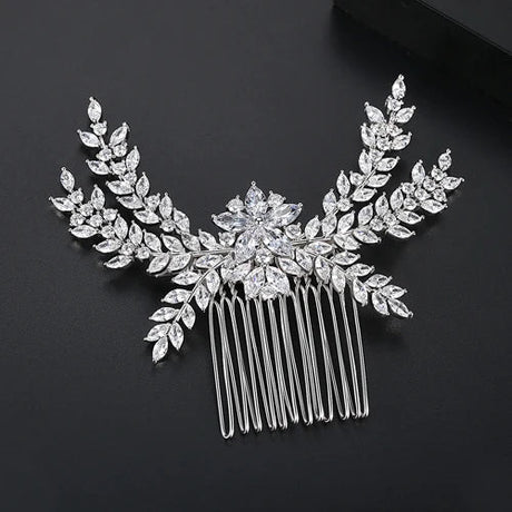 LUOTEEMI Luxury Cubic Zirconia Bridal Hair Comb Big Crystal Flower Women Wedding CZ Hair Jewelry Bijoux femme Ornaments Jewelry