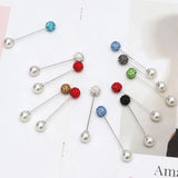 12Pcs/Set Women Brooch Pins Crystal Hijab Scarf Pearl Safety Pin Sweater Shawl Clips