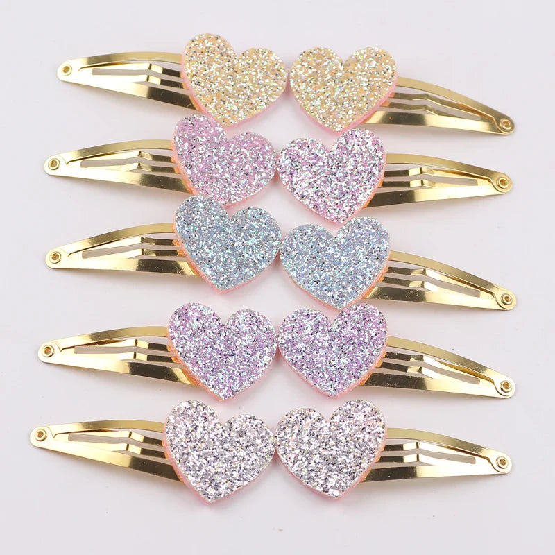 10pcs/lot Small Size Girls Hairclips Glitter Heart  Birthday Gift Baby Girls Hair Accessories Kids  Hair Clip For Children