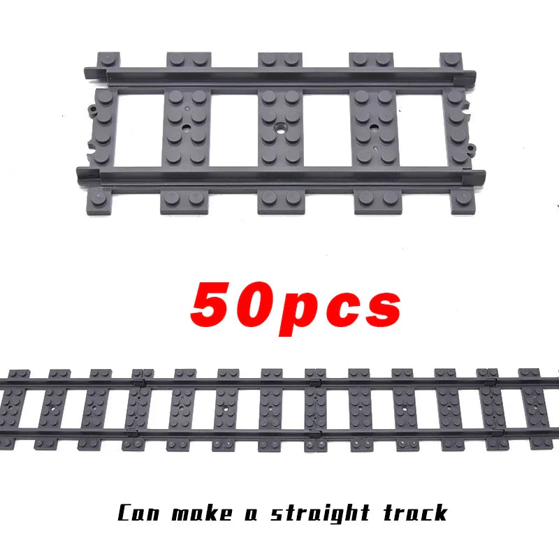 MOC Railway Track For Train Tracks Straight Curved Soft Rails Track Building Block Bricks DIY Trains Rail Boys Toys For Children