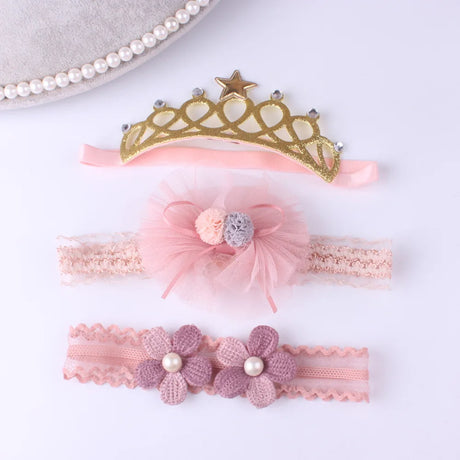 3pcs/lot Newborn Headwear Baby Girl Flower Headbands Lace Hair Bands Party Headband Turban Infant Newborn Hair Accessories