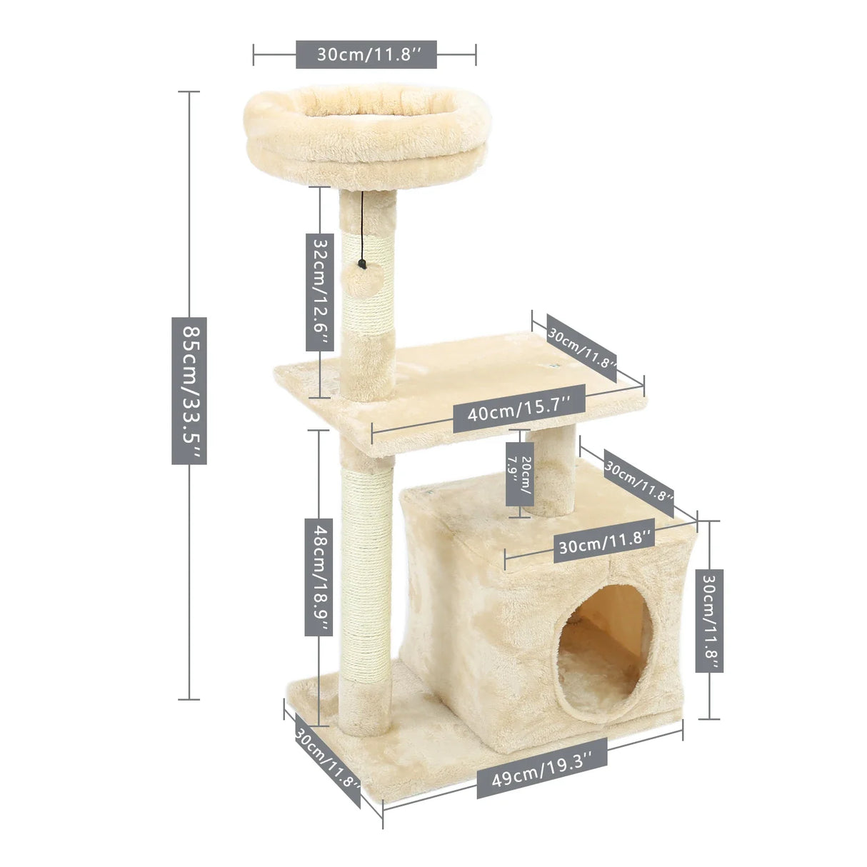 Luxury Pet Cat Tree House Condo Furniture Multi-Layer Cat Tower with Ladder Natural Sisal Scratching Post Climbing Jumping Toy