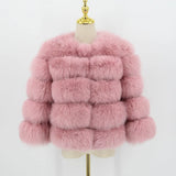 Pink Java QC1801 FREE SHIPPING real fox fur coat women winter thick fur jacket short fur coat wholesale genuine fox short sleeve