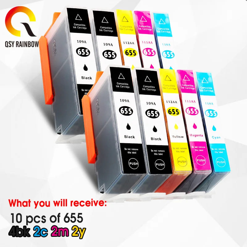 CMYK SUPPLIES 5x ink cartridge replacement for  hp 655 with chip for hp Deskjet 3525/4615/4625/5525/6520/6525 Printer