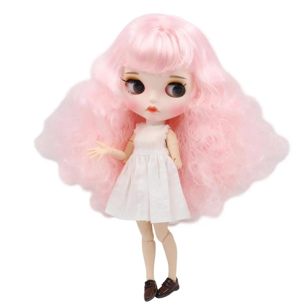 ICY DBS Blyth Doll 1/6 bjd ob24 joint body Pink hair afro hair 30cm nude doll white skin super black skin anime girls gift