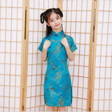 Lovely Girls Silky Satin cheongsam Dress Cute Princess Girls Dresses Kids Party Ball Gown Dress New Year cheongsam Clothing