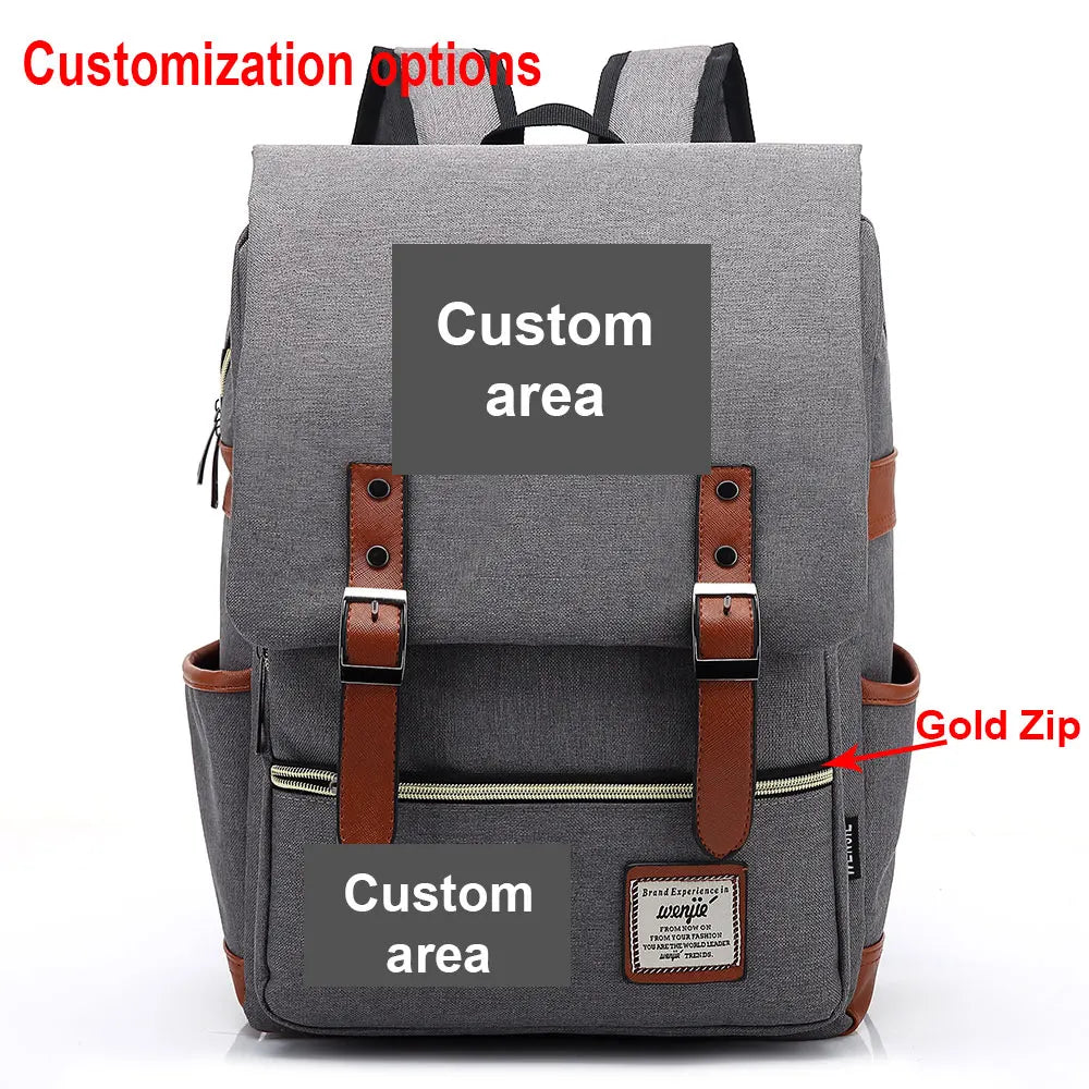 Customized Print DIY Your Like Photo or Logo Boy Girl Student School Bag Teenagers Schoolbags Canvas Women Bagpack Men Backpack