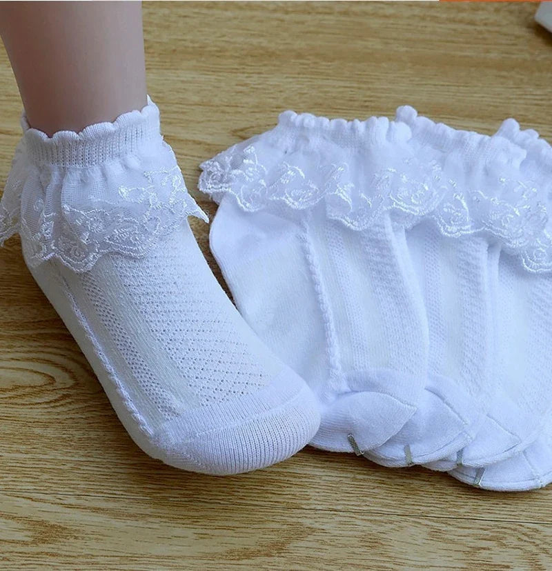 10 Pairs/lot Baby Girls Kids Lace Ruffle Socks Princess Mesh Children Ankle Short Breathable Cotton Socks For Girls