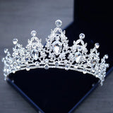 Wedding Hair Tiara Crystal Bridal Tiara Crown Silver Color Diadem Veil Tiaras Wedding Hair Accessories Headpieces Head Jewelry