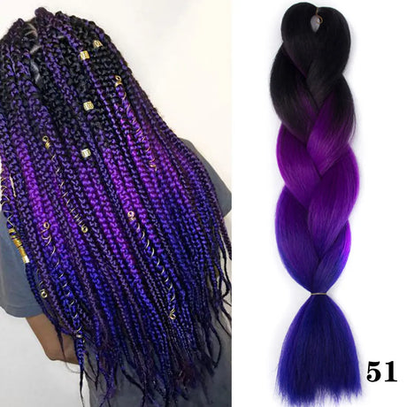 24Inch Synthetic Hair Extensions for Braids 100g/pc Jumbo Braiding Hair Kanekalon Colored Hair Pre Stretched Yaki Jumbo Braids