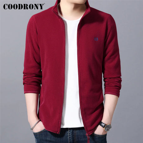 COODRONY Autumn Winter Zipper Cardigan Men Clothing Classic Casual Pure Color Hoodies Sweatshirt Top Soft Warm Coat Pocket C4015