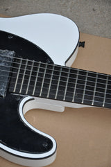 2020 high quality classic 7 string electric guitar, white body, black accessories, custom support