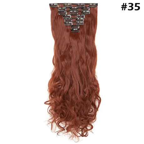 S-noilite Synthetic 24inch 140g 8PCS/set Clip In On Hair Extensions 18 Clips ins Curly Natural Hairpieces Clip In Hair For Women