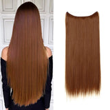 Synthetic Hair Extension No Clip Natural Hair Piece Ombre Fake False One Piece Straight Hairpiece Blonde For Women