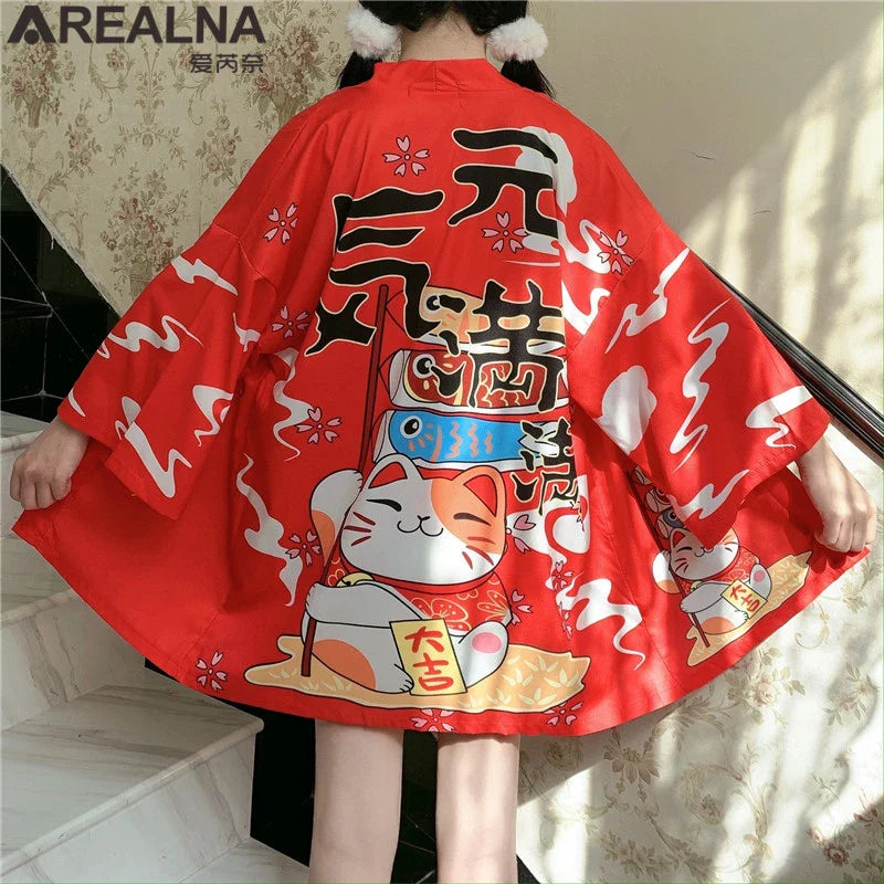 Japanese Kimono Traditional Clothing Crane Carp Anime Kimono Dress Shirts Women Samurai Haori Hombre Yukata Man Cardigan Shirt