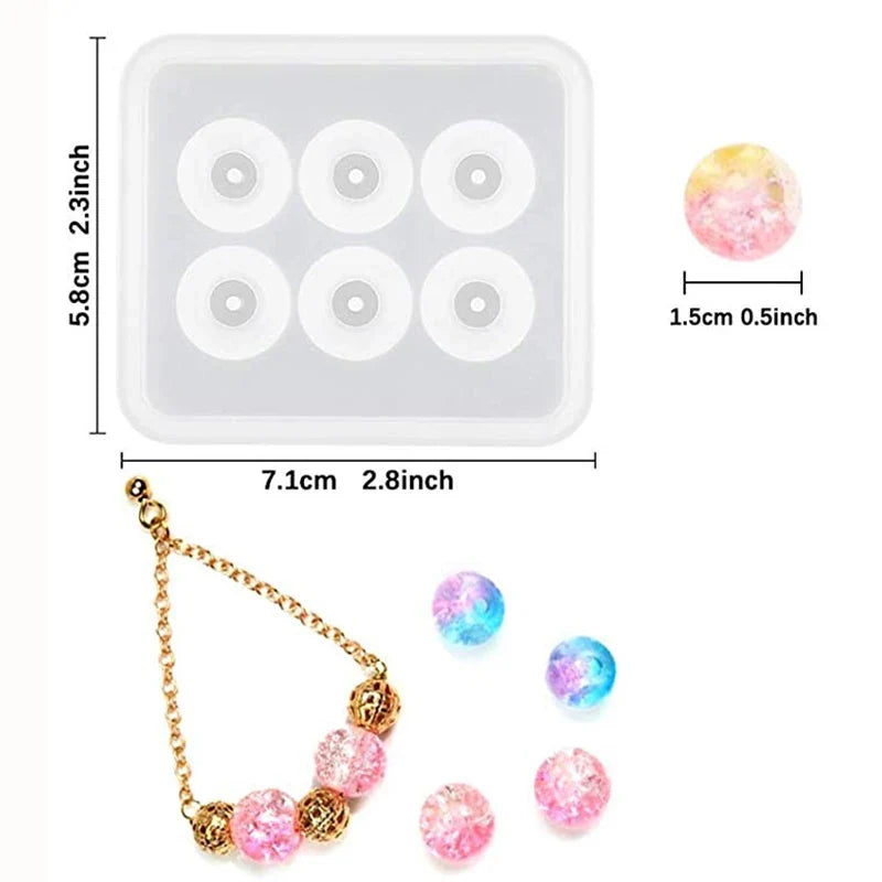 Round Square Faceted & Oval Beads Silicone Casting Mold Jewelry Tools For DIY Resin Jewelry Bracelet Earring Pendant Epoxy Craft