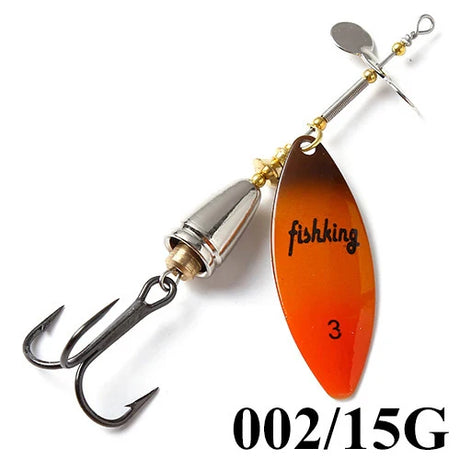 FISH KING 15g Spinner Artificial Bait Fishing Lure Willow Leaf Blades Hard Bait With Treble Hook for Pike Fishing Accessories