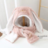 2021 women fashion Cute Cartoon Rabbit ears HatImitation mink Cap girl Winter Warmth Thickened with Scarf gloves one-piece hat