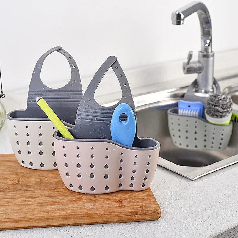 Kitchen Storage Drain Basket Soap Sponge Holder Kitchen Sink Holder Adjustable Sponge Shelf Hanging Drain Basket Kitchen Tools