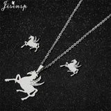 Cute Deer Cat Animal Jewelry Sets for Women Stainless Steel Triangle Star Moon Necklace Pendant Girls Christmas Accessories 2021