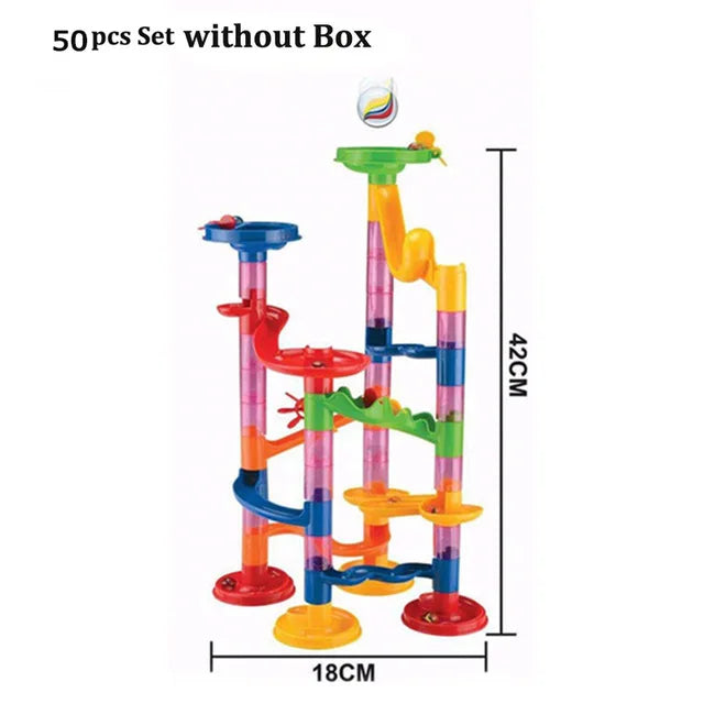 DIY Construction Marble Run Race Track Building Blocks Kids 3D Maze Ball Roll Toys Children Christmas Gift 45/93/113/142pcs Set