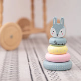 Rainbow Animal Fox Rabbit Blocks Baby Toy Wooden Blocks Stacking Tower Creative Educational Toys Early Learning Game Supplies