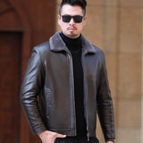 YXL-222 Leather Jacket Men's Fur One Casual Thickened Plus Cashmere Sheep Leather Jacket Short Coat