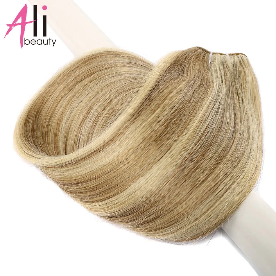 Straight Blonde Human Hair Weave Brazilian Remy Human Hair Weft Extensions 18-28" Highlight Ombre Human Hair Weft #613