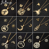 Cute Deer Cat Animal Jewelry Sets for Women Stainless Steel Triangle Star Moon Necklace Pendant Girls Christmas Accessories 2021