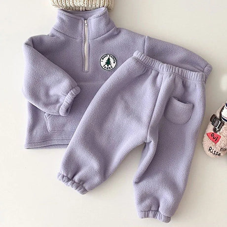 Baby Boys Clothing Sets Children Thicken Sweatshirt Kids Clothes Girls Solid Cotton Long Sleeve Pullover Tops+ Pant Suits 2pcs