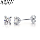 AEAW CVD HPHT Lab Grown Diamond Earrings 3mm And 4mm Diamond Stud Earrings 14k White Gold Classic 4 Prong Earrings for Women