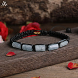 Natural Black Tourmaline Nugget Beads Knotted Handmade Woven Bracelet Women Stone Beads Braid Bracelet Adjustable N0456AMI