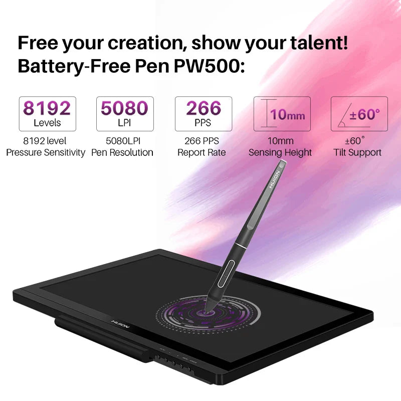 Huion Kamvas 20 Graphics Tablet 19.53 Inch Professional Screen with AG Glass Drawing Display Digital Stylus 8192 Levels Pressure