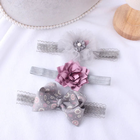 3pcs/lot Newborn Headwear Baby Girl Flower Headbands Lace Hair Bands Party Headband Turban Infant Newborn Hair Accessories