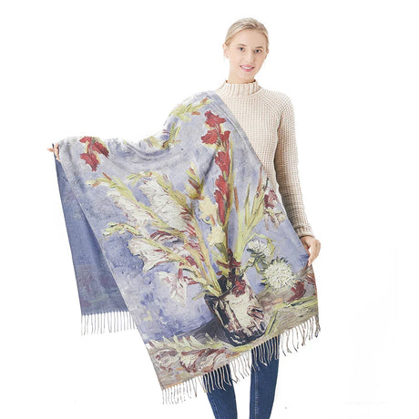 New Cashmere Scarf Women Digital Printing Pashmina Shawl Wraps Gustav Klimt Oil Painting Der Kuss Bandana Femme Foulard Tassels