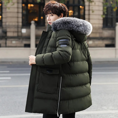 Jacket Winter Men Clothing Streetwear Down Cotton Coat Man Thick Warm Big Fur Hooded Parkas Ropa De Hombre Hiver 669999